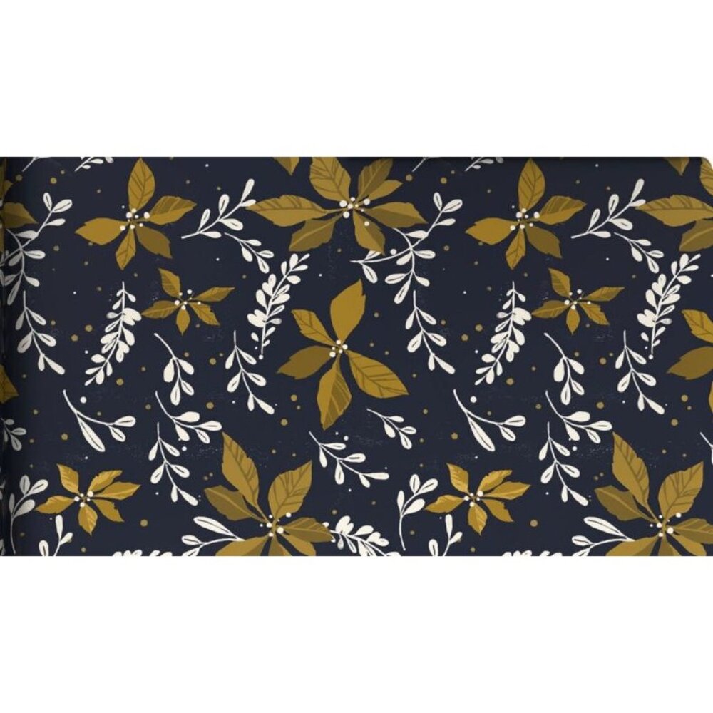 Hallmark Wrapping Paper Gold Poinsettias on Navy Blue 35 sq ft Roll Holiday Gift